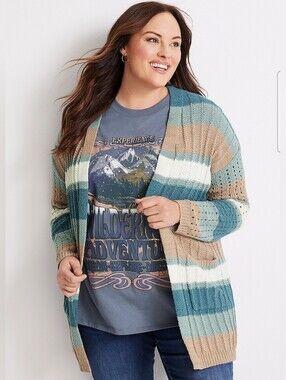 Maurices Multicolor Striped Chenille Cardigan
